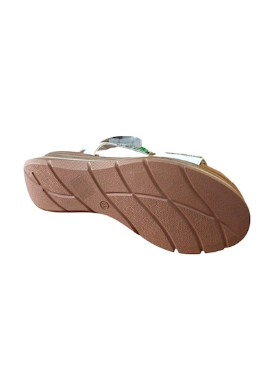 De Scarıo 2061 Kadın Taşlı Comfort Sandalet Beyaz Siyah