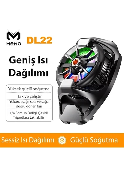 Memo Dl22 Yarı İletken Arka Klips Soğutma Radyatörü Pubg Oyun Soğutucu İos Android- 5775 Renk: Siyah