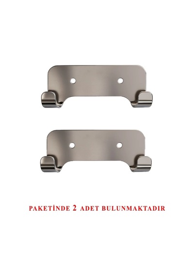 Askılık 2 Li Yapışkanlı Ve Vidalı 1,2mm Ss201 Paslanmaz Çelik Pakette 2 Adet Renk Krom Çok Renkli