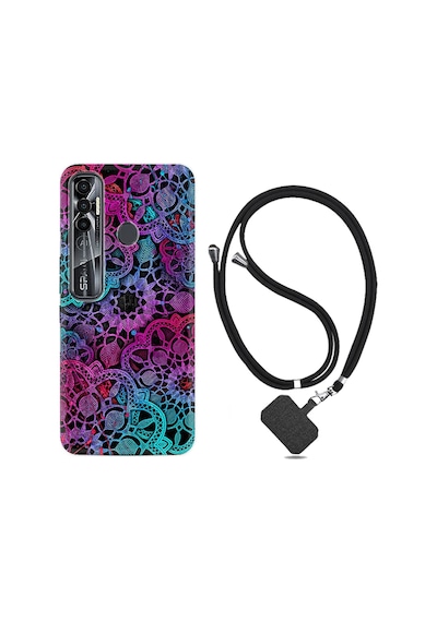 Tecno Spark 7 Pro Kılıf Boyun Askılı Colurful Mandala 1667