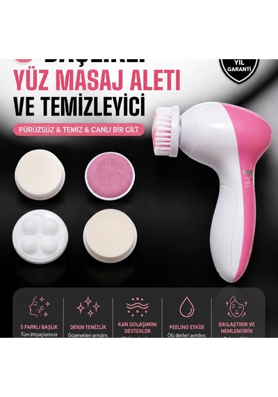 Kablosuz 5 Fonksiyonlu Yüz Temizleme Ve Cilt Bakım Cihazı Masaj Ve Peeling