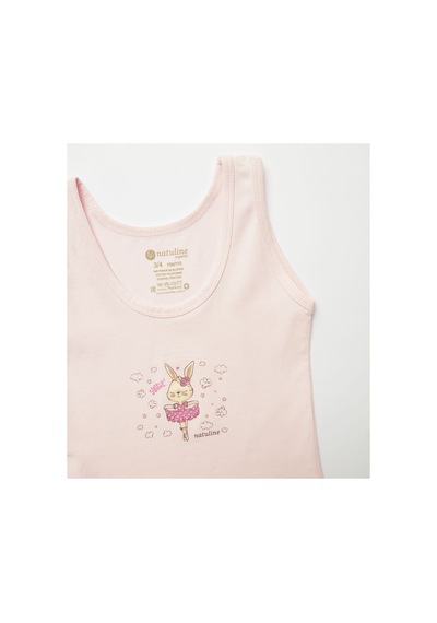 Natuline Kız Çocuk Sweet Rabbit Likralı 2'li Atlet 5001-2 Çok Renkli