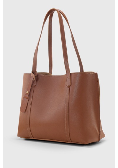 Housebags Kadın Taba Üç Bölmeli Deri Görünümlü Shopper Çanta 269 Taba