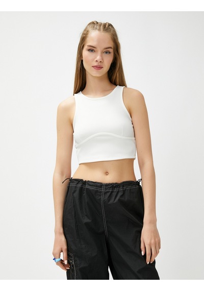 Koton Basic Atlet Halter Yaka Nervürlü Dar Kesim Ekru 3sal30179ık 3SAL30179IK010 Ekru