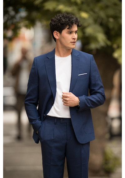 Apartro Slimfit Mono Yaka Yarım Astarlı 6 Drop Çift Yırtmaç Modal Takım Elbise Sax Mavi Apartro Slimfit Mono Yaka Yarım Astarlı 6 Drop Çift Yırtmaç Modal Takım Elbise Sax Mavi