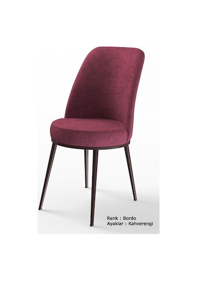 Canisa Concept Dexa Serisi Bordo Renk 6 Adet Sandalye, Renk Bordo, Ayaklar Kahverengi Bordo