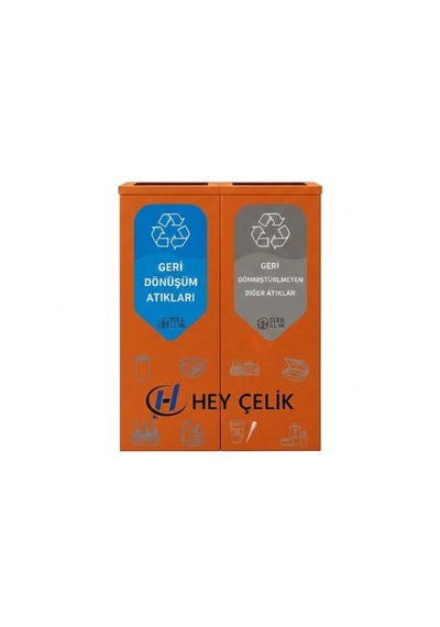 2 Li Sıfır Atık Kutusu Sak-282 Metal Geri Dönüşüm Ve Atık Ayrıştırma Sistemi Hey Çelik