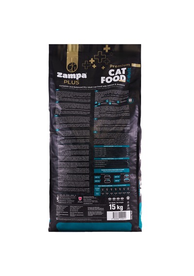 Zampa Plus Somon Etli & Hamsili Premium Yetişkin Kedi İçin Kuru Mama 15 KG