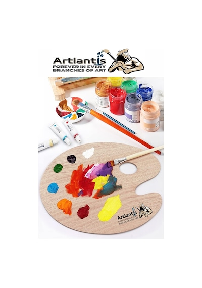 Ahşap Oval Palet Naturel 20x30 Cm 1 Adet Orta Boy Ahşap Boya Paleti Resim Boyama Tepsisi Akrilik Guaj Karıştırıcı