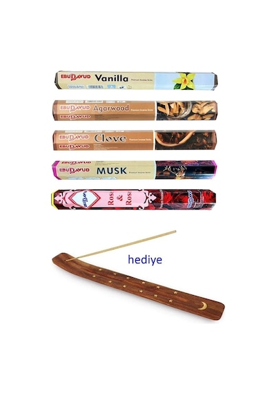 Lb 5 Paket 20 Çubuklu Tütsü Vanilla - Musk - Clove - Wood - Redrose - Kayık Hediyeli