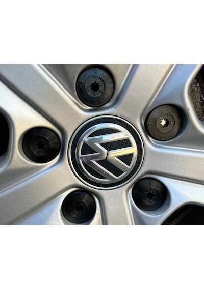 Volkswagen Uyumlu Bijon Kapağı Seti - 17mm Parlak Siyah Jant Vida Koruyucu
