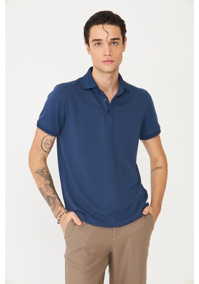 İndigo Polo Yaka T-shirt Indigo