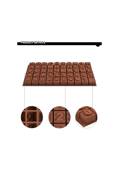 Silikon Rusça Alfabe Ve Rakam Çikolata Kek Ve Muffin Kalıbı Kahverengi