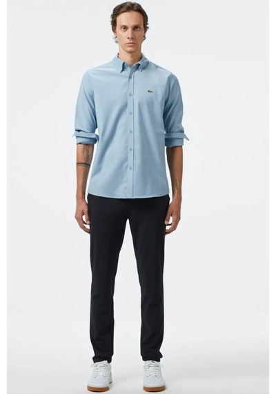 Lacoste Men's Regular Fit Erkek Düğmeli Gömlek Yaka Mavi Gömlek