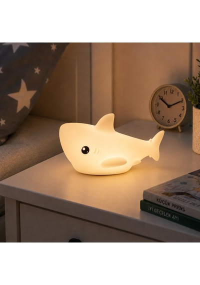 Köpekbalığı Gece Lambası Rgb Led Şarjlı Masa Lambası, Puf Dokunmatik Renk Değiştiren Silikon Çocuk Gece Lambası, Usb Şarjlı Bebek Uyku Işığı,hayvan Figürlü Oda Lambası Diğer