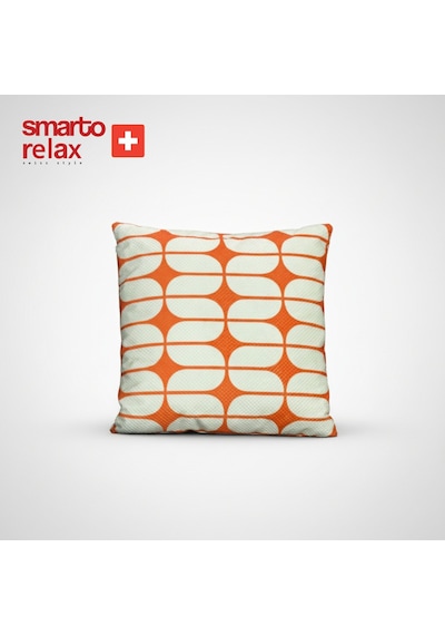 Smarto Relax Içi Dolgulu Kırlent 45x45 Cm Kare Salon & Berjer Kırlenti - Smr-kır-026 Beyaz - Turuncu