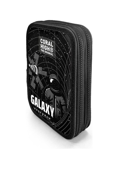 Coral High Siyah Galaxy Desenli Çift Katlı Kalem Çanta 11148 Çok Renkli
