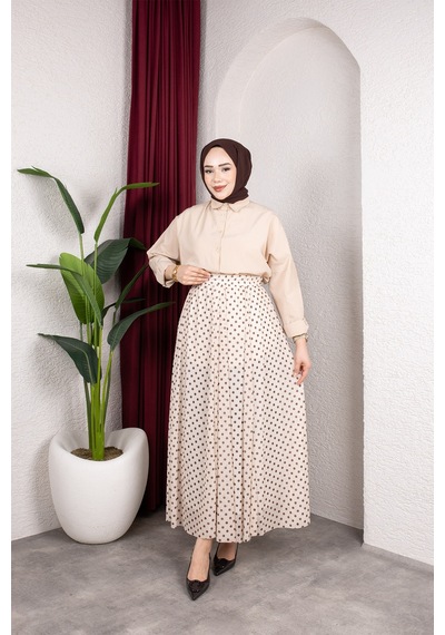 Hira Life Fashion Kadın Astarlı Puantiye Desenli Tül Etek Bej-kahverengi Bej-kahverengi Hira Life Fashion Kadın Astarlı Puantiye Desenli Tül Etek Bej-kahverengi Bej-kahverengi