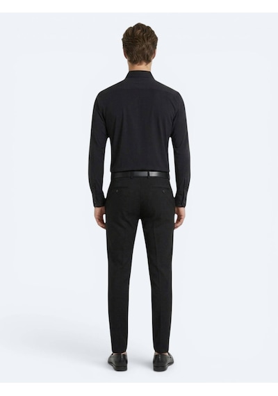 Kip Siyah Düz Regular Fit Uzun Casual Gömlek