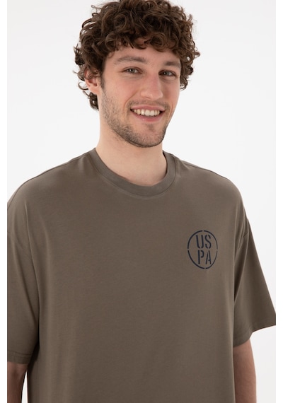U.S. Polo Assn. Erkek Oversize Fit Bisiklet Yaka Vizon Tişört 50305904-VR052
