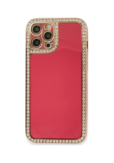 Newface - 924 - İphone 12 Pro Kılıf Solo Taşlı Silikon - Edntrend - - Pembe
