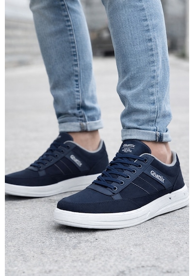 Ghattix Yeni Sezon 105 Erkek Günlük Keten Sneaker Ayakkabı Lacivert Lacivert