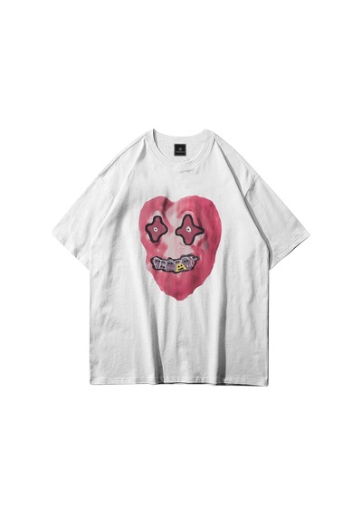 Startmore Unisex Kalp Beyaz Tshirt Beyaz