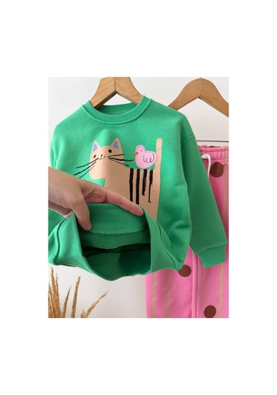 Poala Kids Milk & Meov Takım Yeşil - Pembe
