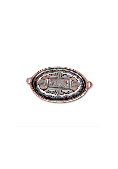1 Mm Kalın Gül Çiçek Oval Bakır Tepsi