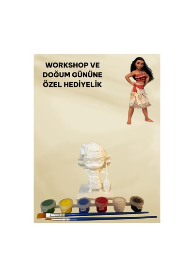 3d Mohana Figür Boyama Seti - Kendin Boya Hobi Ve Etkinlik Seti - Akrilik Boya + 2 Fırça