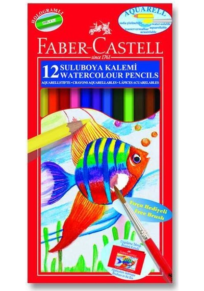 Faber Castell Sulu Boya Kalemi 12 Renk Karton Aquarell