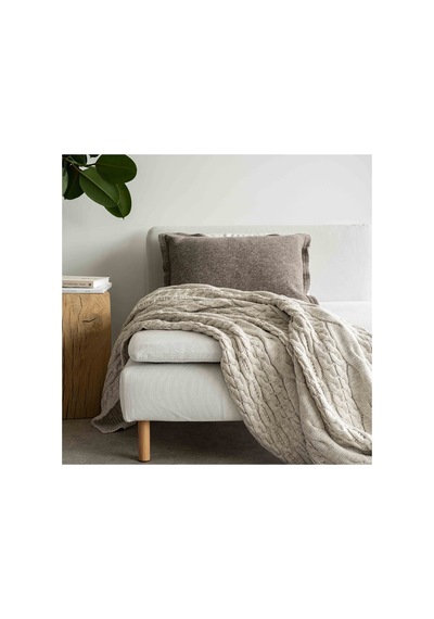 Home Kalın Örgü Battaniye Sofa & Yatak Üstü Dekoratif Battaniye 130cm X 170cm Bej Bej2 Bej2