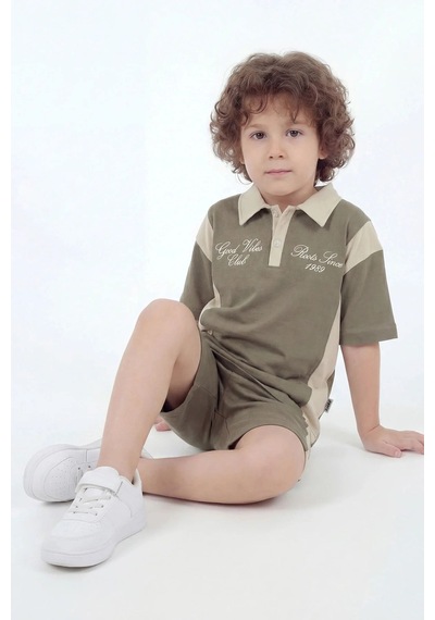 Mnk Baby & Kids Erkek Çocuk %100 Panuk Baskılı Kısa Kollu Şortlu 2li Takım M00846 Yeşil