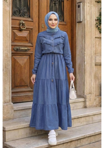 Hb Harma Time Butik Kadın Fırfır Detaylı Bağcıklı Koyu Kot Mavi Denim Elbise Koyu Mavi Koyu Mavi Hb Harma Time Butik Kadın Fırfır Detaylı Bağcıklı Koyu Kot Mavi Denim Elbise Koyu Mavi Koyu Mavi