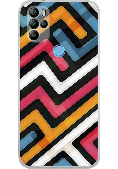 General Mobile Gm 21 Pro Uyumlu Kamera Korumalı Labirent Grafiti Tasarımlı Şeffaf Kılıf Şeffaf