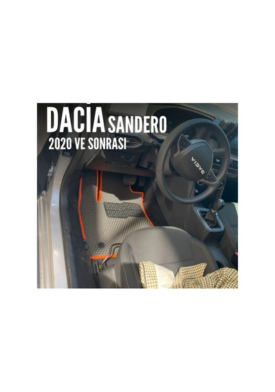 Dacia Sandero 2020-2023 Premium Eva Akıllı Oto Paspas-metal Topukluk Siyah
