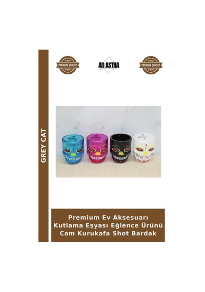 Premium Ev Aksesuarı Kutlama Eşyası Eğlence Ürünü Cam Kurukafa Shot Bardak