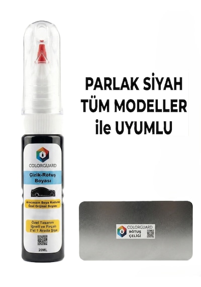 Parlak Siyah Tüm Modeller İle Uyumlu İğneli Ve Fırçalı Özel Tasarım Şişe Rötuş Boyası Ve Profesyonel Rötuş Çeliği Seti