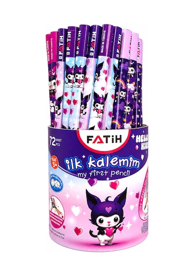 Hello Kids Desenli Üçgen Fatih Kalem 3 Adet Çok Renkli