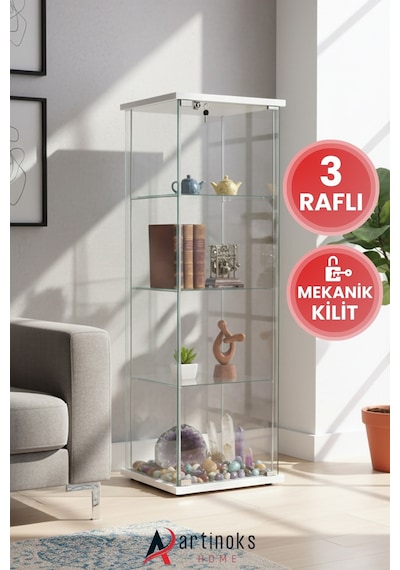 3 Raflı Kilitli Cam Vitrin Dolap Gümüşlük Koleksiyon Sergi Kitaplık Büfe Mutfak Raflı Detolf Beyaz 3 Raflı Kilitli Cam Vitrin Dolap Gümüşlük Koleksiyon Sergi Kitaplık Büfe Mutfak Raflı Detolf Beyaz