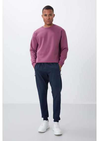 Tommy Life İndigo Fermuar Cepli Standart Kalıp Jogger Erkek Eşofman Alt - 84651 İndigo