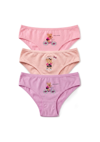 Öts Kız Çocuk 3'lü Pamuklu Külot Baskılı Konfor Odaklı Tasarım 8823-3 Renkli-2
