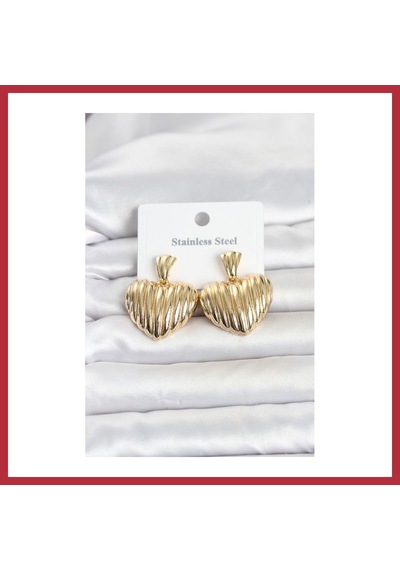 Bezos 316l Çelik Gold Renk Kalp Model Kadın Küpe Strsnl 92207408
