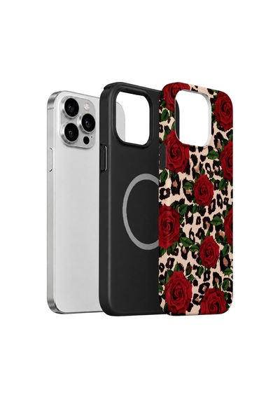 Velvoria Valestra Gullu Leopar Apple iPhone Uyumlu 13 Pro Max Magsafe Koruma Kılıfı Valestra Magline - Gullu Leopar