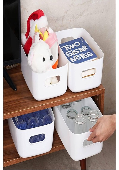 4'lü 3.5 Litre Beyaz Dolap Içi, Buzdolabı Düzenleyici, Banyo Organizer Sepet Beyaz