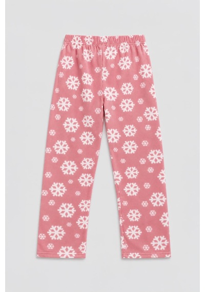 Markapia Kadın Kar Tanesi Desenli Polar Pijama Altı PEMBE