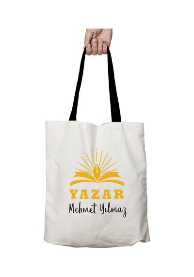 Art Hediye Siyah Kulplu Kişiye Özel Kitap Yazar Yıkanabilir Okul Omuz Çanta Çok Renkli