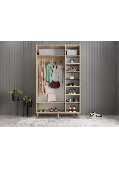 Robe Membran 3 Kapaklı Portmanto Montaj Dahil Meşe Beyaz 120 Cm