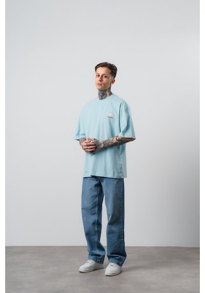 Respire Erkek Cadillac Baskılı Oversize T-shirt Bebe Mavi Bebek Mavisi