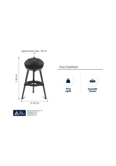 Cadac Carri Chef 40 Gazlı Barbekü - Chef Pan, Çantalı, Taşınabilir Piknik Mangalı, 40 Cm Izgara Alanı Siyah